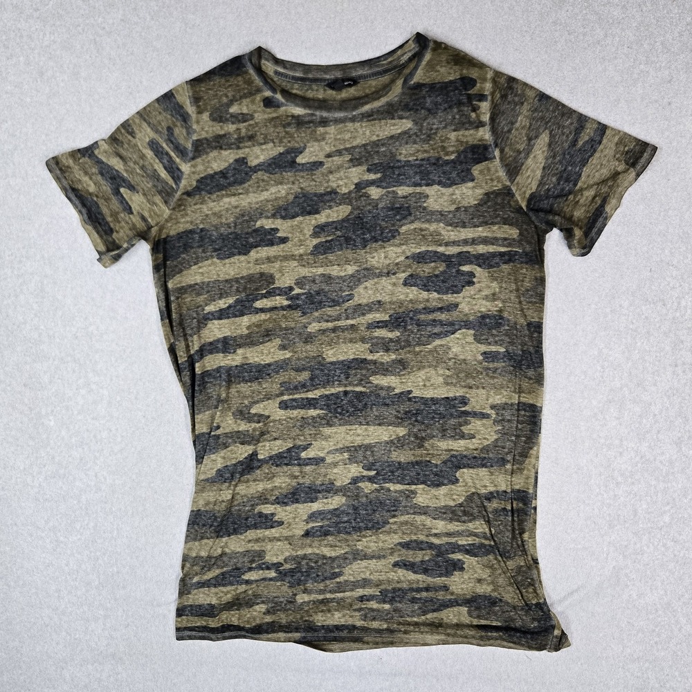 Lucky Brand Men Shirt XL Green Faded Camouflage Short Sleeve NWT
